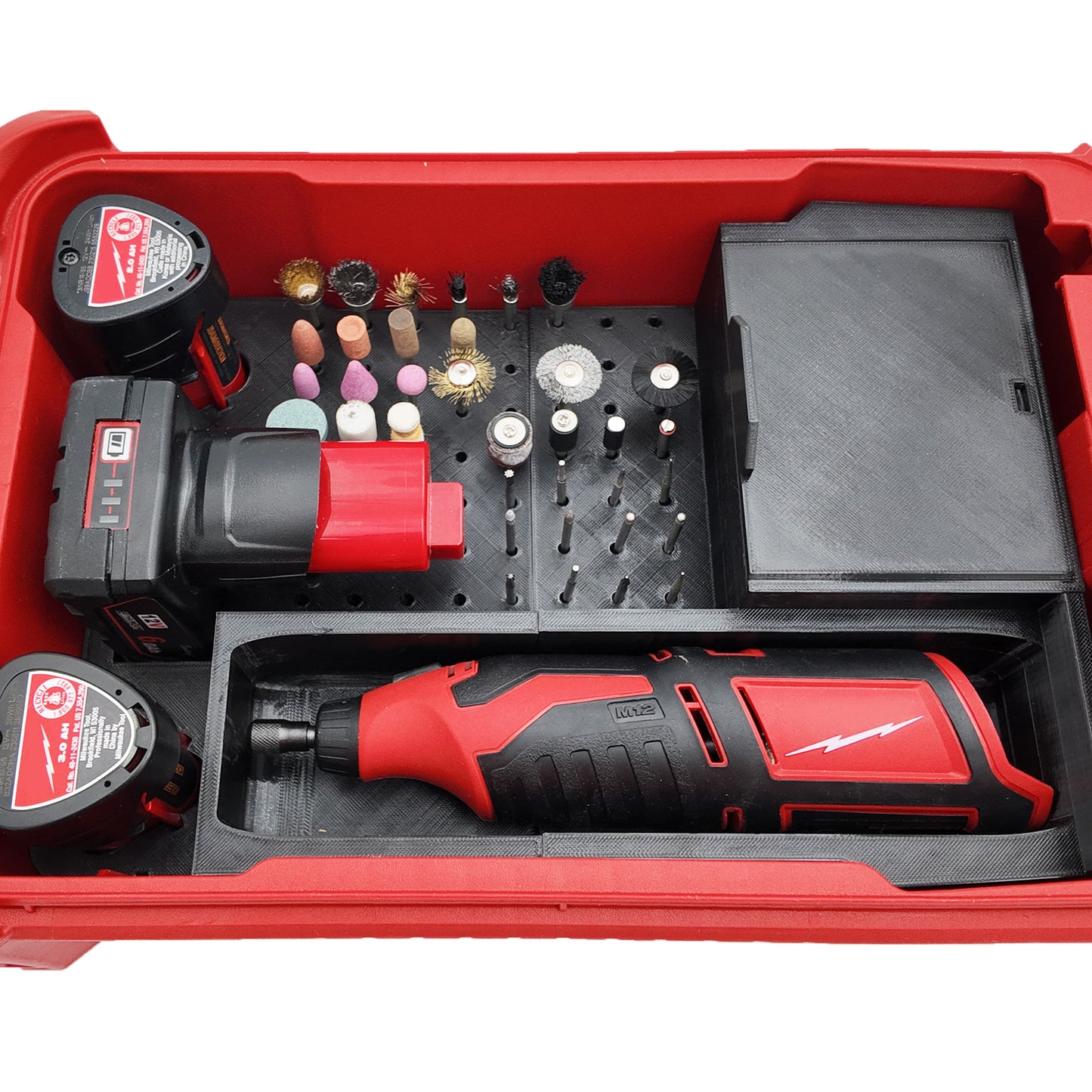 Rack Rig Packout Insert for Milwaukee M12 Rotary Tool (2460 & 2525) - Milwaukee Compact Packout Organizer