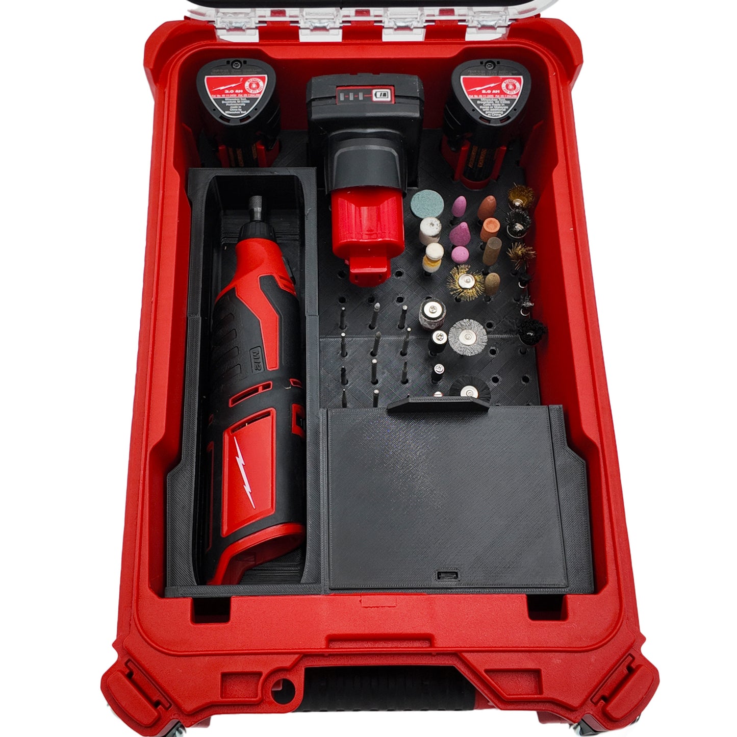 Rack Rig Packout Insert for Milwaukee M12 Rotary Tool (2460 & 2525) - Milwaukee Compact Packout Organizer