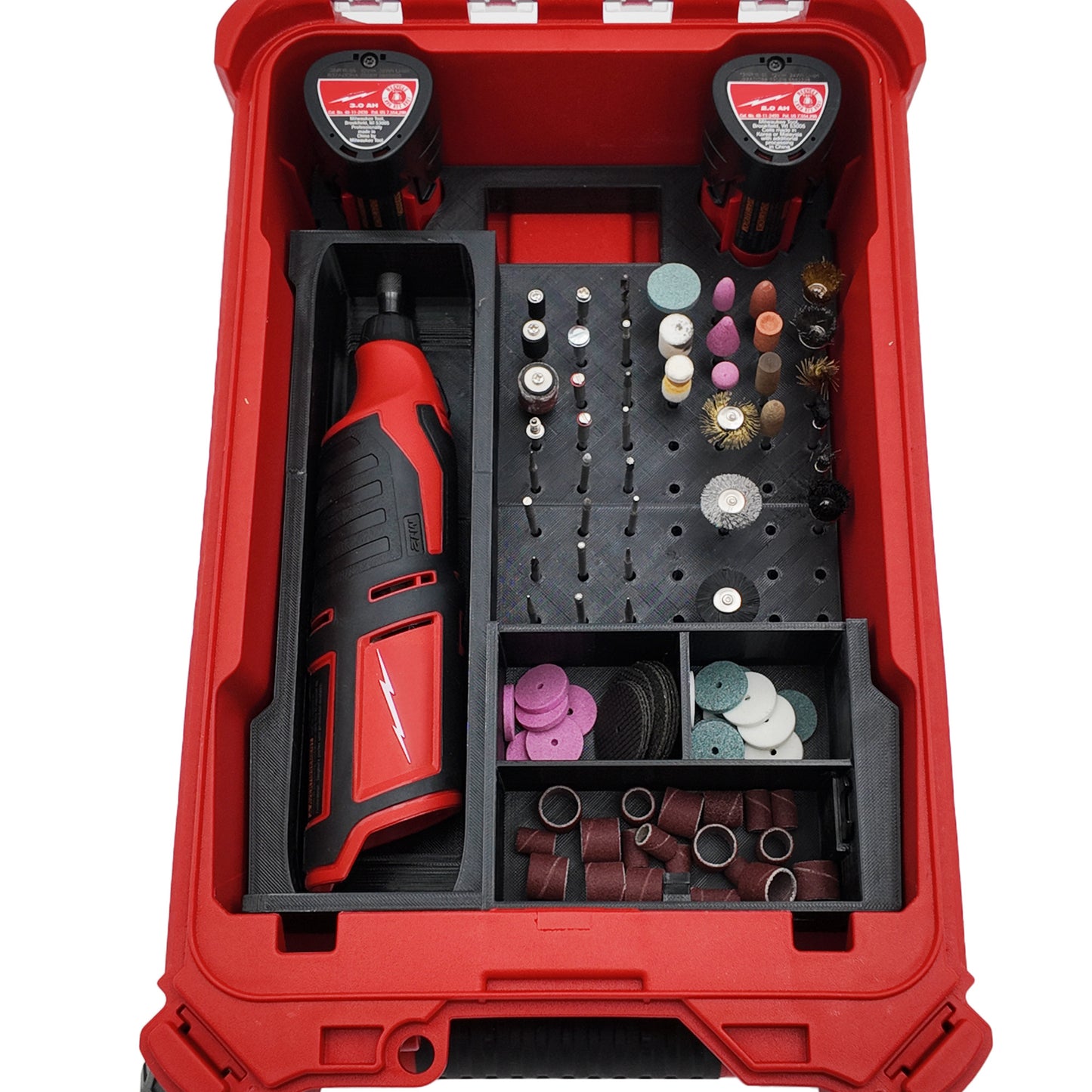 Rack Rig Packout Insert for Milwaukee M12 Rotary Tool (2460 & 2525) - Milwaukee Compact Packout Organizer